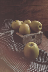 Vintage still life with green apples