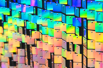 Colourful metallic sequins reflecting rainbow of colours

