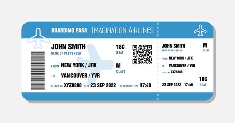 Boarding pass flight ticket - obrazy, fototapety, plakaty