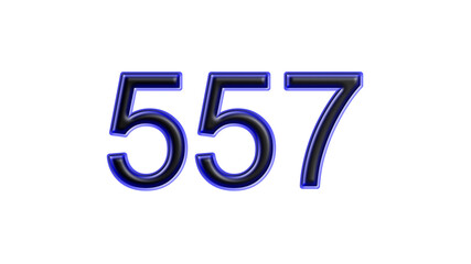 blue 557 number 3d effect white background