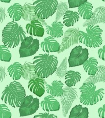 Jungle plants seamless vector pattern