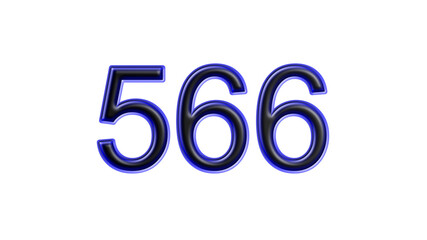 blue 566 number 3d effect white background
