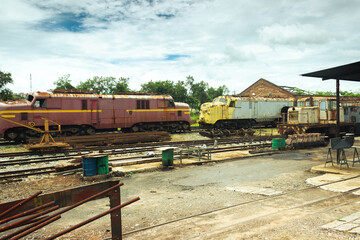 old trains stopped on the railroad