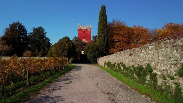 Autumn in the hills. Village and vineyards with an ancient flavor