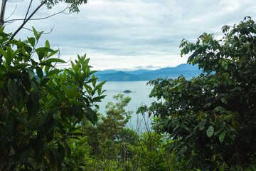 View of the sea with the mountains in the background
