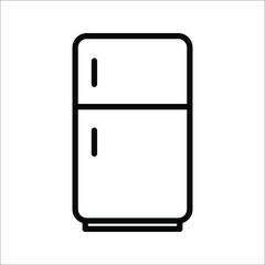 Fridge freezer fridge condenser black line icon on white background