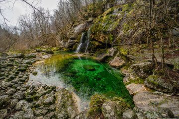 Slap Virje Waterfall Virje in northern Slovenia in the Soca region located near Bovec