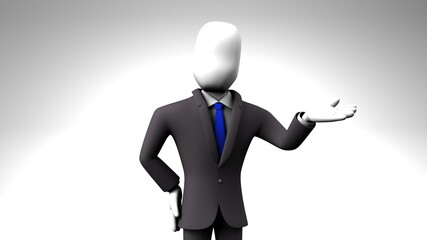 Businessman on white background.
3DCG illustration.
