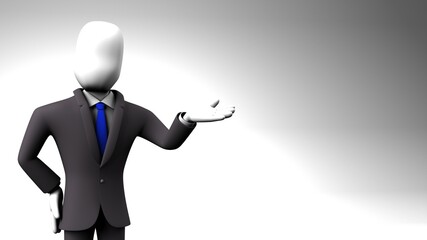 Businessman on white background.
3DCG illustration.