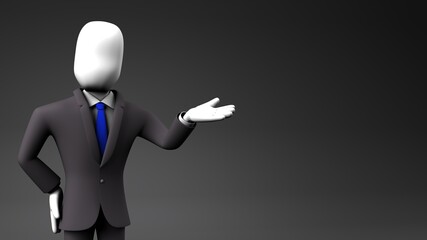 Businessman on black background.
3DCG illustration.
