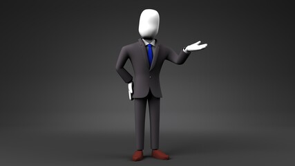 Businessman on black background.
3DCG illustration.