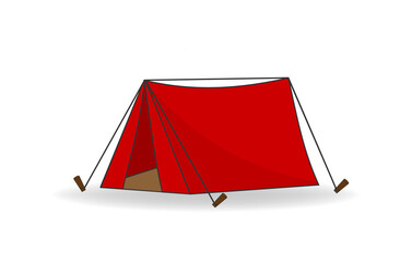 Yellow travel tent for summer camp adventure. Cartoon style outdoor equipment for sport and tourist activities, secure shelter vector illustration isolated on white background