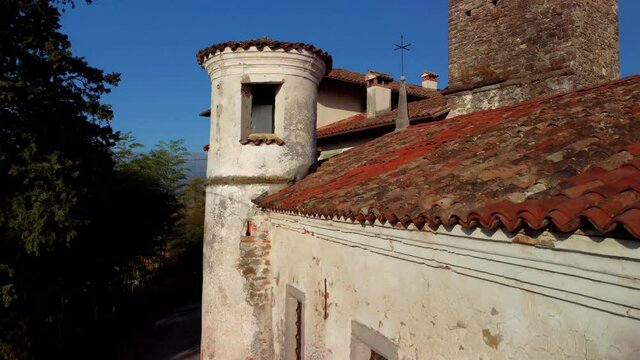 Autumn in the hills. Village and vineyards with an ancient flavor