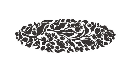 Coffee label. Vector tree, bean. Graphic design