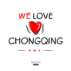 Creative Chongqing text, Can be used for stickers and tags, T-shirts, invitations, vector illustration.