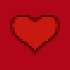 Obraz na płótnie Canvas Red heart. Happy Valentines Day card in pixel art style
