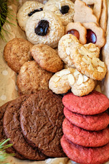 cookies box. red velvet, almond, almond with jam, ginger, chocolate chip cookies.