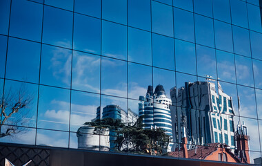 Skyscraper Reflections on Mirror Covered Building