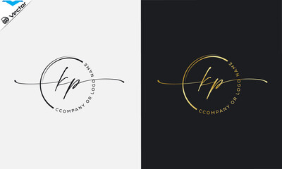 K p Initial handwriting signature logo, initial signature, elegant logo design
vector template.
 - obrazy, fototapety, plakaty