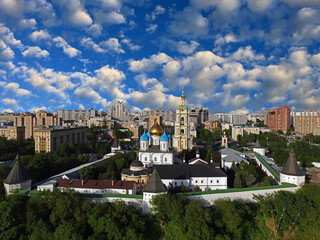 Fototapeta na wymiar View to Novospassky monastery in Moscow, Russia. Date of foundation - 1490