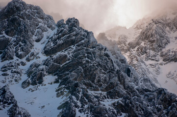 Slovak High Tatras. View of the rocks of the Gerlach massif.