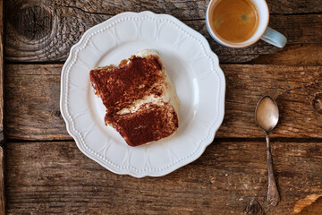 piece of cake tiramisu with coffee