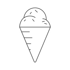 Ice Cream Dessert Sweet Art Vector. Black and white. White background. Line drawing.