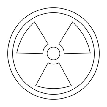 Dangerous Radioactive Substances Radiation Radioactivity Circle Sign Vector. Black and white. White background. Line drawing.