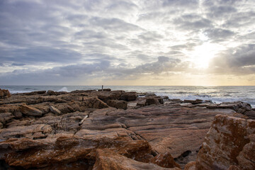 Fototapeta na wymiar Seascape with clouds in the distance on the coast of South Africa