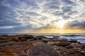 Seascape with clouds in the distance on the coast of South Africa