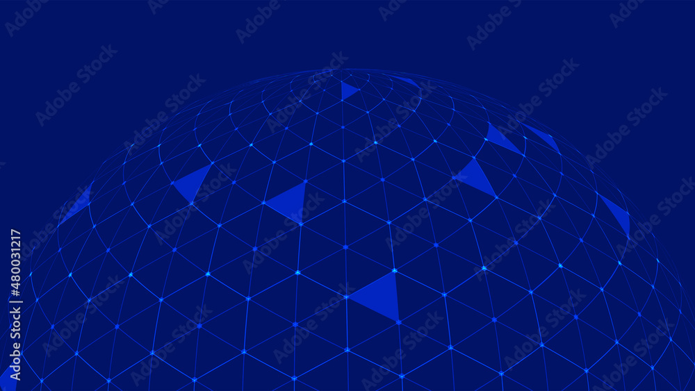Poster vector. map of the planet. world map. global social network. future. blue futuristic background with