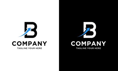 Initial letter B with arrows for financial or trade business vector logo template. on a black and white background.