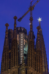 New star on the tower of the Virgin Mary in the Basilica of the Sagrada Familia. the second tallest...
