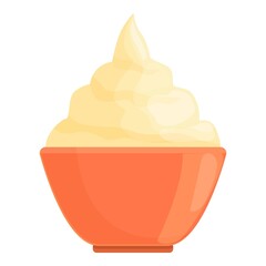 Creamy bowl icon cartoon vector. Yogurt cream. Fresh dessert