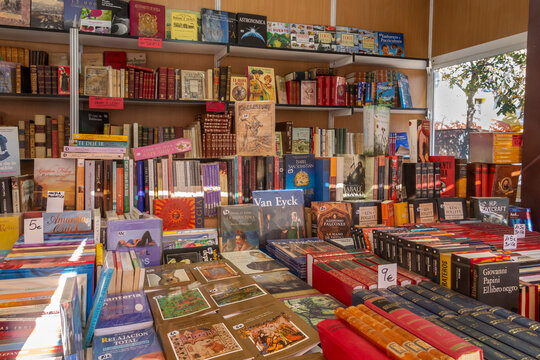 books in an outdoor bookstore in alcala de henares