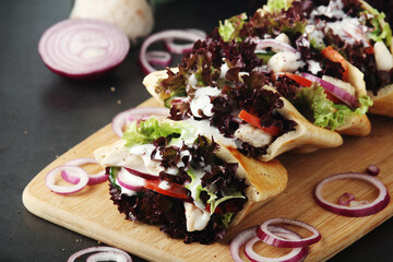 Pocket pitas with chicken salad