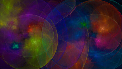 Abstract background neon blue and yellow balloons. Space background