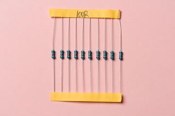 Ten 100 Ohms 1 percent tolerance resistors..