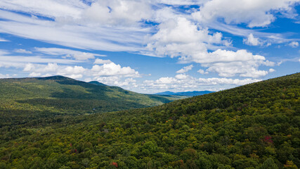 Fototapeta premium Aerial view of green mountain range
