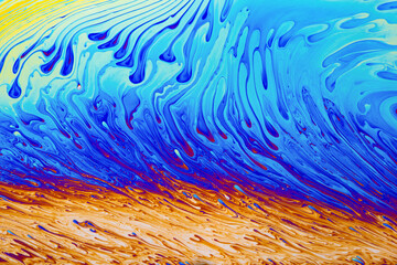 Psychedelic multicolored background abstract. Rainbow colors. patterns background. Photo macro shot of soap bubbles.