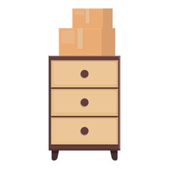 Relocation drawer icon cartoon vector. House move. Home furniture
