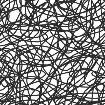 Scribble seamless pattern. Abstract careless lines hand drawn black and white illustration. lines and shapes. Ink drawing style. 