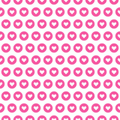 simple vector pixel art yellow seamless pattern of minimalistic geometric round icon of pink with white heart inside