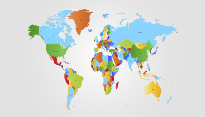 Obraz na płótnie Canvas World map. Color vector modern. Silhouette map 