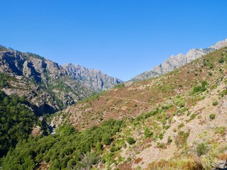 Fototapeta na wymiar Beautiful Tavignano valley on a clear sunny day, close to Corte. Corsica, France.