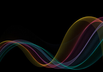 Abstract rainbow wave on black background futuristic backdrop