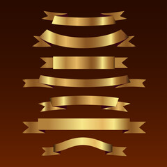 Set of golden ribbons vector.	