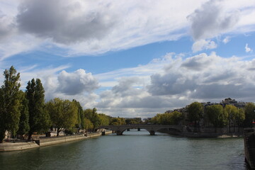 Fototapeta na wymiar Vista del Sena desde un puente de París