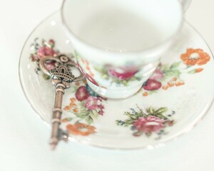 cup of tea with key