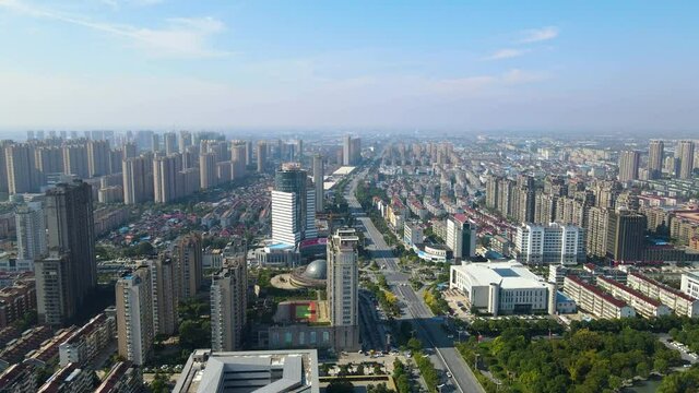 Aerial photography of Hai'an city architecture skyline